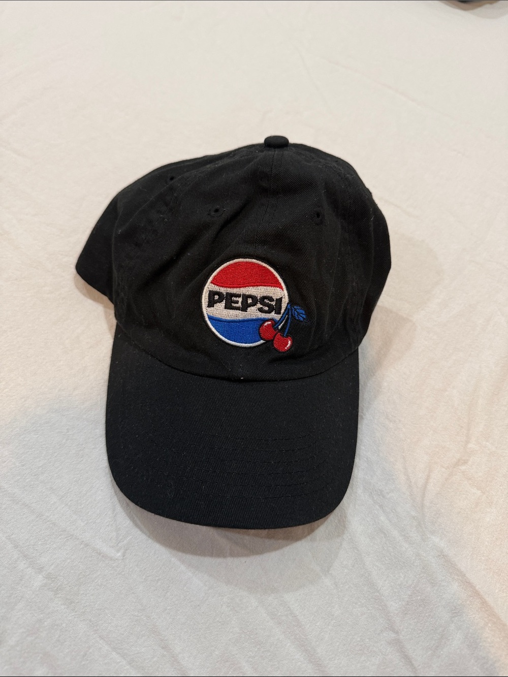 Pepsi Black Cap with Logo and Cherry Patch